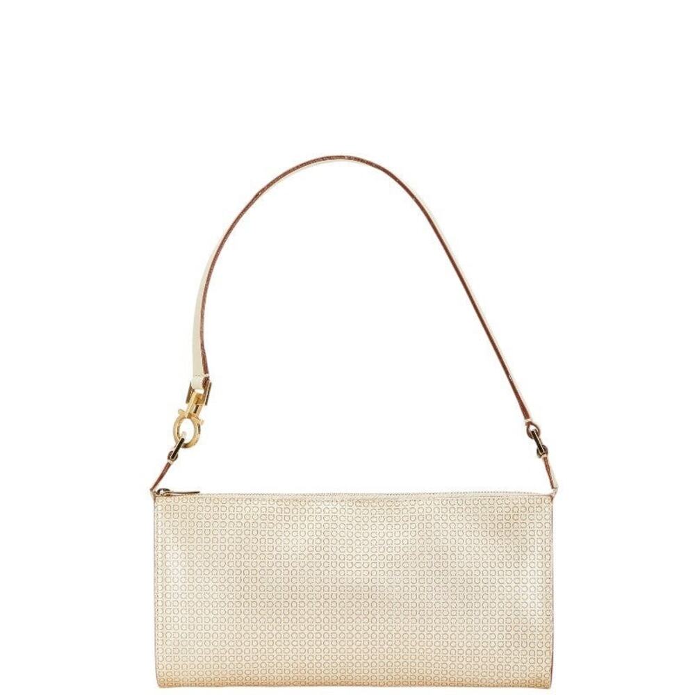 Salvatore Ferragamo Leather Gancini Handbag Beige